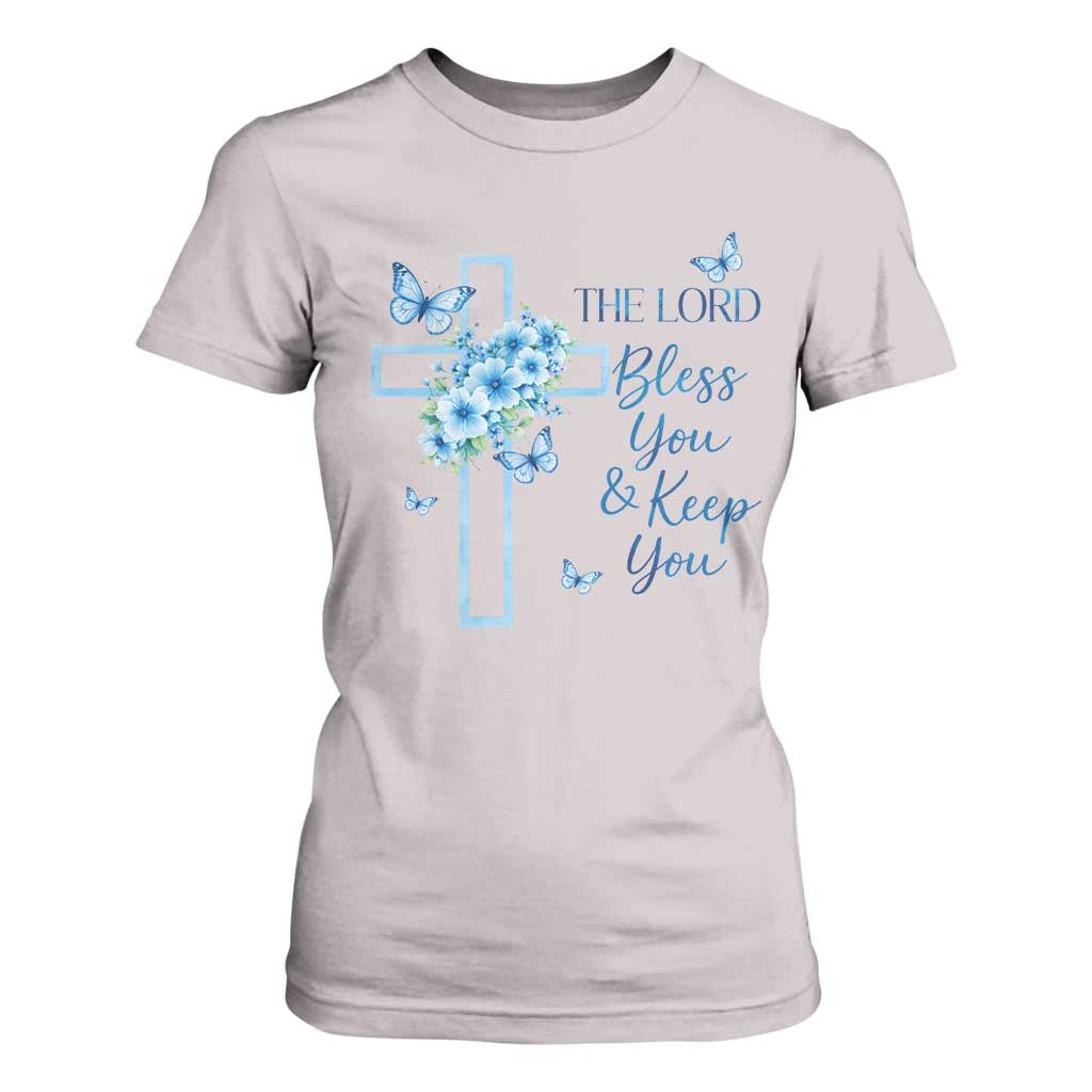 Christian Jesus T Shirt For Women The Lord Bless You Encouraging Bible Verse Butterfly Art TS10 Ice Gray Print Your Wear
