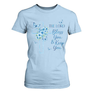 Christian Jesus T Shirt For Women The Lord Bless You Encouraging Bible Verse Butterfly Art TS10 Light Blue Print Your Wear