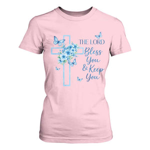 Christian Jesus T Shirt For Women The Lord Bless You Encouraging Bible Verse Butterfly Art TS10 Light Pink Print Your Wear