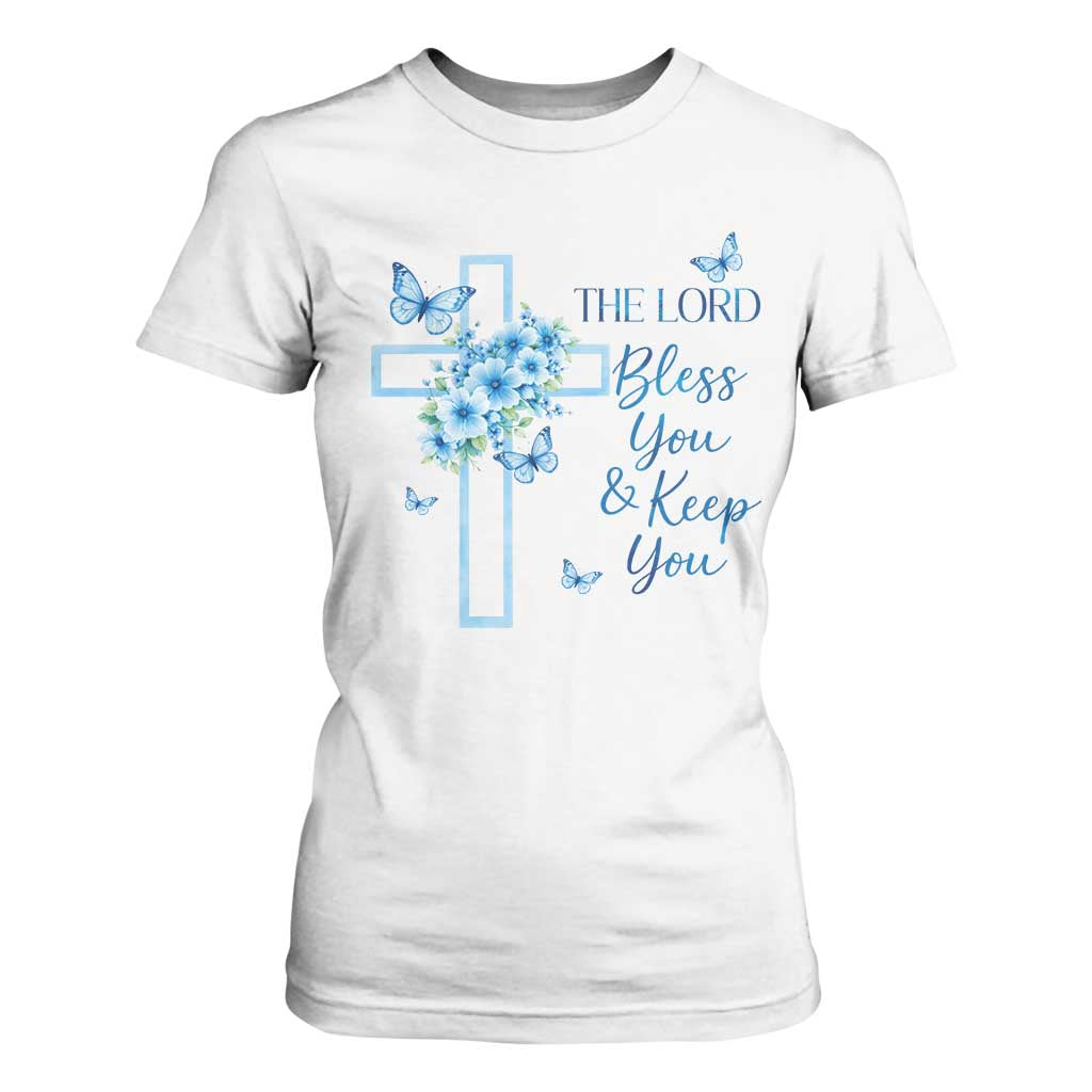Christian Jesus T Shirt For Women The Lord Bless You Encouraging Bible Verse Butterfly Art TS10 White Print Your Wear