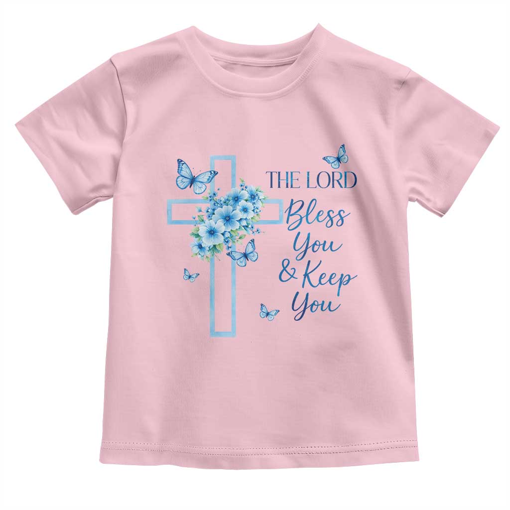 Christian Jesus Toddler T Shirt The Lord Bless You Encouraging Bible Verse Butterfly Art TS10 Light Pink Print Your Wear