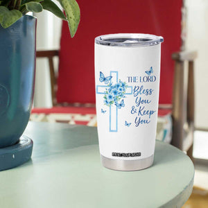 Christian Jesus Tumbler Cup The Lord Bless You Encouraging Bible Verse Butterfly Art TS10 Print Your Wear