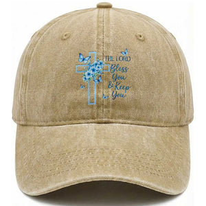 Christian Jesus Washed Cotton Baseball Cap The Lord Bless You Encouraging Bible Verse Butterfly Art TS10 Print Your Wear