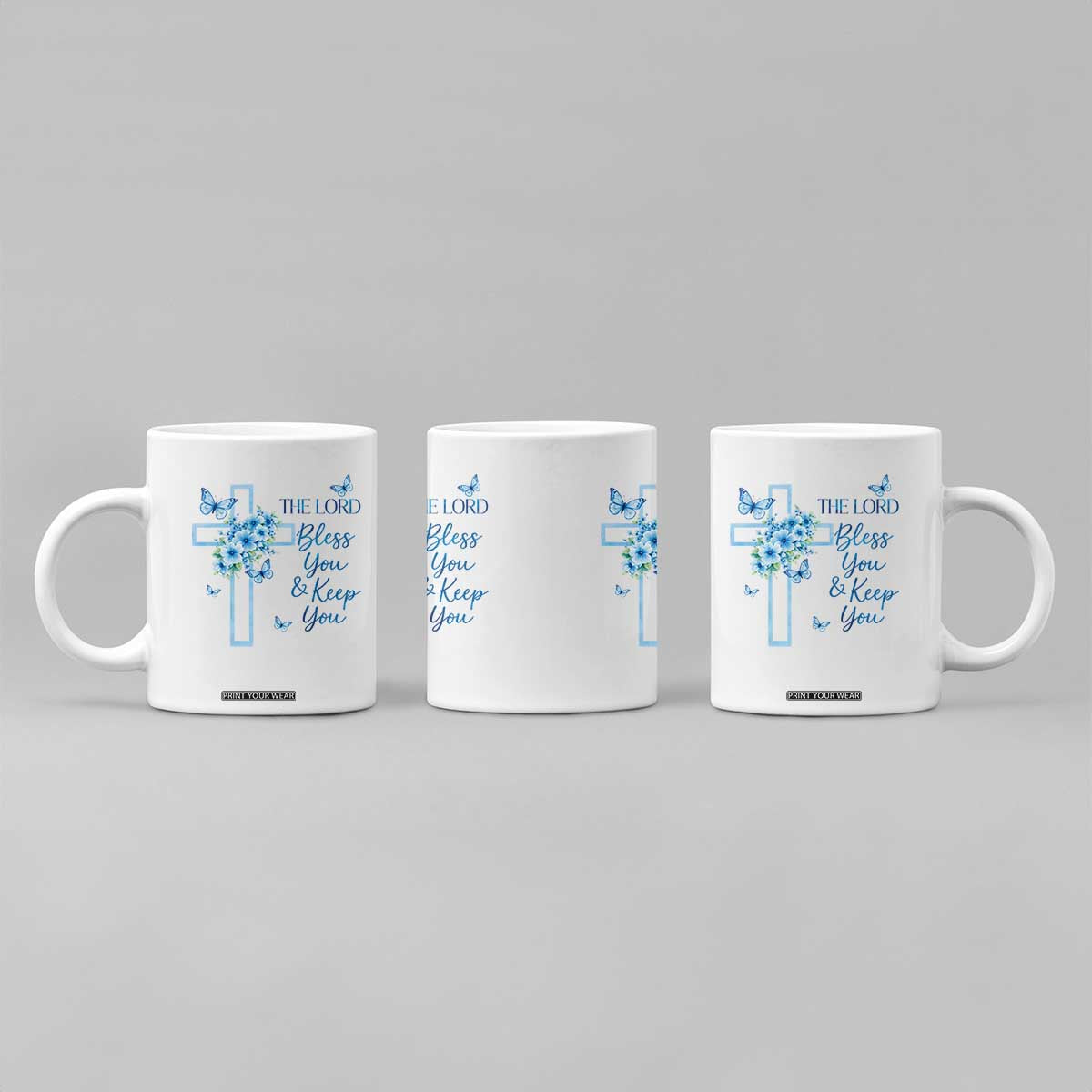 Christian Jesus Coffee Mug The Lord Bless You Encouraging Bible Verse Butterfly Art TS10 Print Your Wear