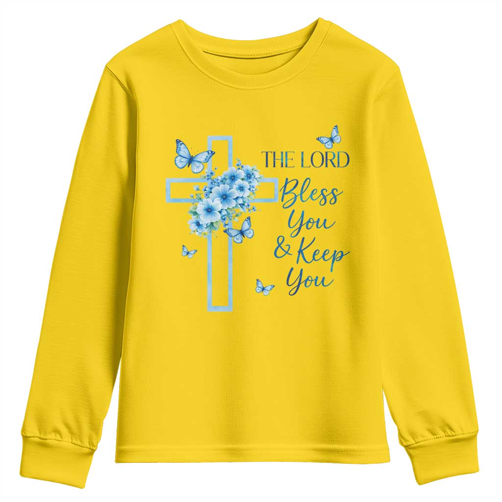 Christian Jesus Youth Sweatshirt The Lord Bless You Encouraging Bible Verse Butterfly Art TS10 Daisy Print Your Wear