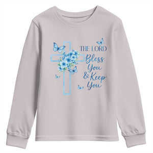 Christian Jesus Youth Sweatshirt The Lord Bless You Encouraging Bible Verse Butterfly Art TS10 Ice Gray Print Your Wear