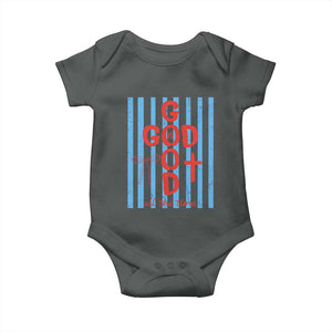 Christian Jesus Lovers Baby Onesie Striped Preppy God Is Good All The Time TS10 Dark Heather Print Your Wear
