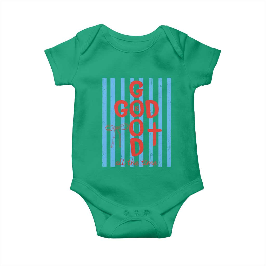 Christian Jesus Lovers Baby Onesie Striped Preppy God Is Good All The Time TS10 Irish Green Print Your Wear