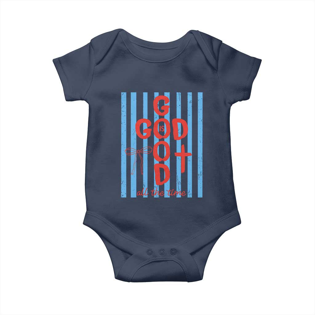 Christian Jesus Lovers Baby Onesie Striped Preppy God Is Good All The Time TS10 Navy Print Your Wear