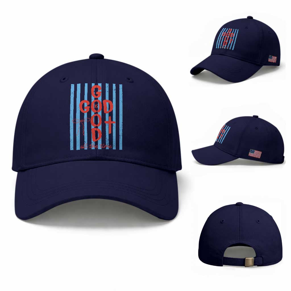 Christian Jesus Lovers Baseball Cap Striped Preppy God Is Good All The Time TS10 Baseball Cap Universal Fit Dark Blue Print Your Wear