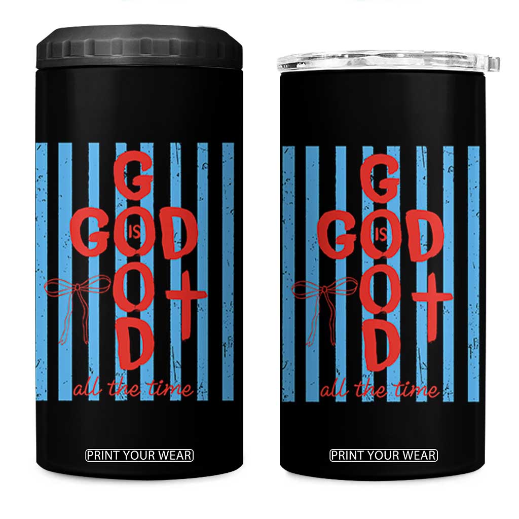 Christian Jesus Lovers 4 in 1 Can Cooler Tumbler Striped Preppy God Is Good All The Time TS10 One Size: 16 oz Black Print Your Wear