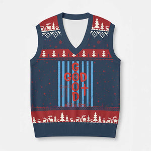 Christian Jesus Lovers V-Neck Knit Sweater Vest Striped Preppy God Is Good All The Time TS10 Navy Red Print Your Wear