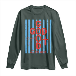 Christian Jesus Lovers Long Sleeve Shirt Striped Preppy God Is Good All The Time TS10 Dark Forest Green Print Your Wear