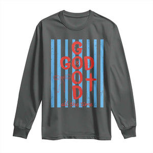 Christian Jesus Lovers Long Sleeve Shirt Striped Preppy God Is Good All The Time TS10 Dark Heather Print Your Wear