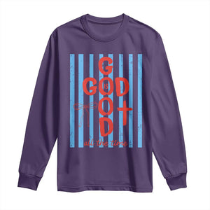 Christian Jesus Lovers Long Sleeve Shirt Striped Preppy God Is Good All The Time TS10 Purple Print Your Wear