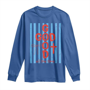 Christian Jesus Lovers Long Sleeve Shirt Striped Preppy God Is Good All The Time TS10 Royal Blue Print Your Wear
