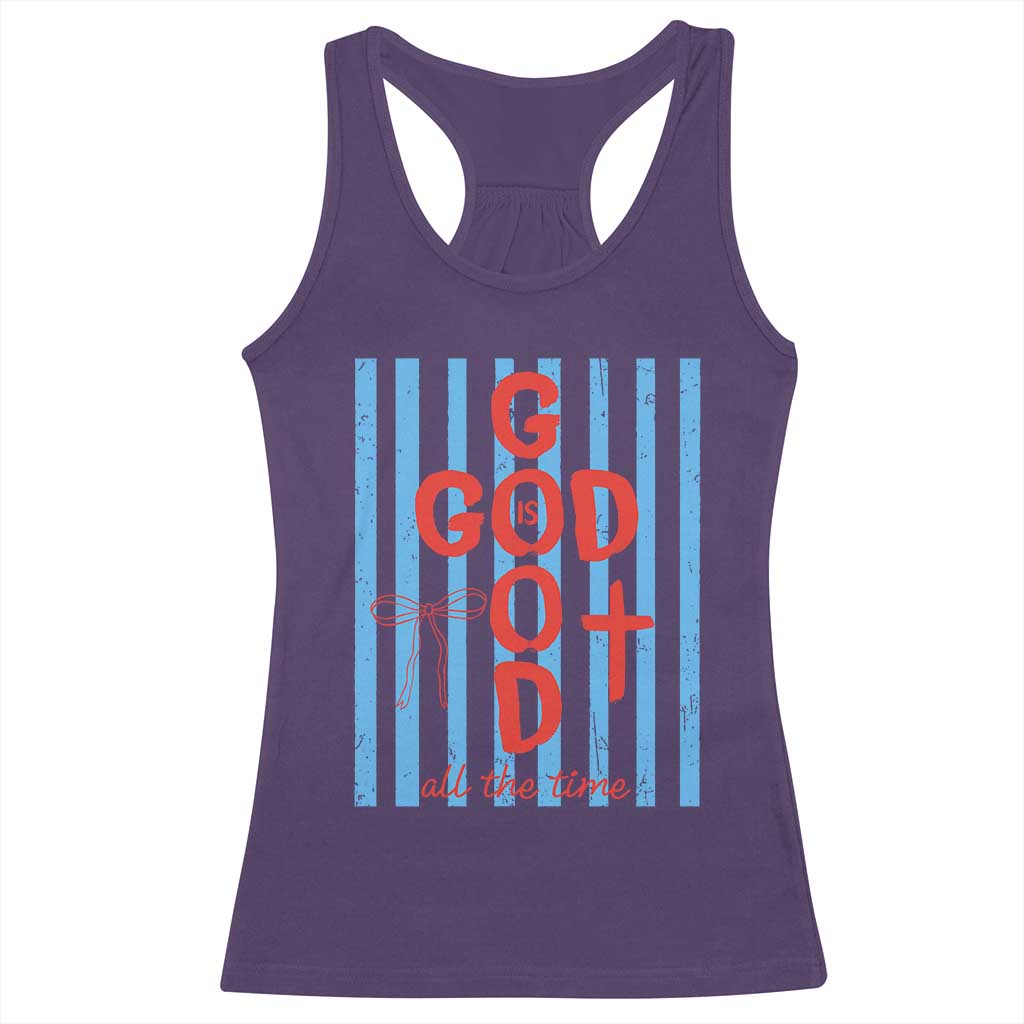 Christian Jesus Lovers Racerback Tank Top Striped Preppy God Is Good All The Time TS10 Purple Print Your Wear