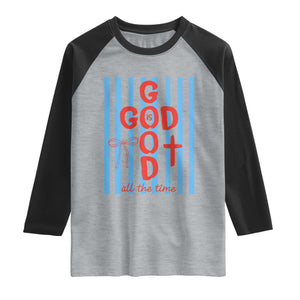 Christian Jesus Lovers Raglan Shirt Striped Preppy God Is Good All The Time TS10 Heather Gray Black Print Your Wear