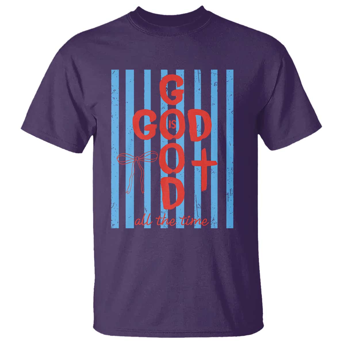 Christian Jesus Lovers T Shirt Striped Preppy God Is Good All The Time TS10 Purple Print Your Wear