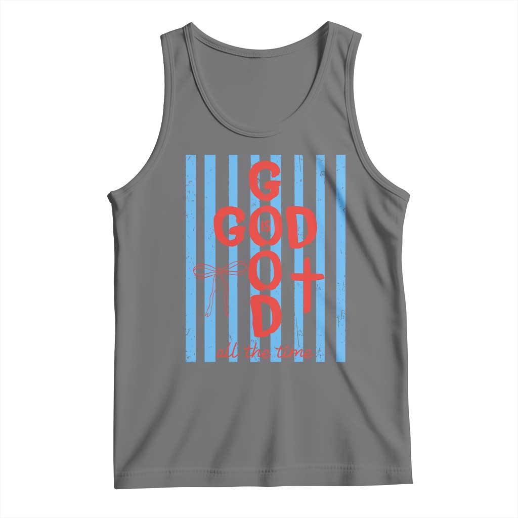 Christian Jesus Lovers Tank Top Striped Preppy God Is Good All The Time TS10 Black Heather Print Your Wear