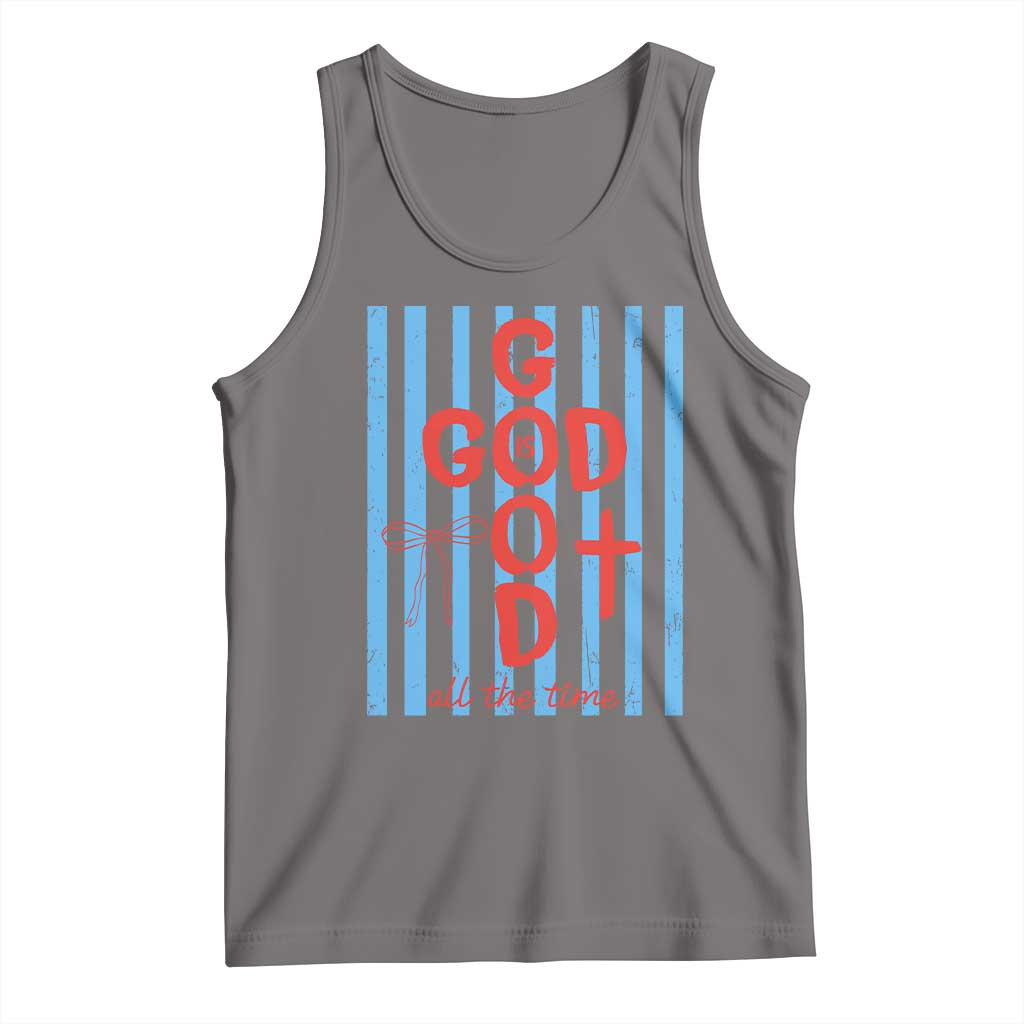 Christian Jesus Lovers Tank Top Striped Preppy God Is Good All The Time TS10 Deep Heather Print Your Wear