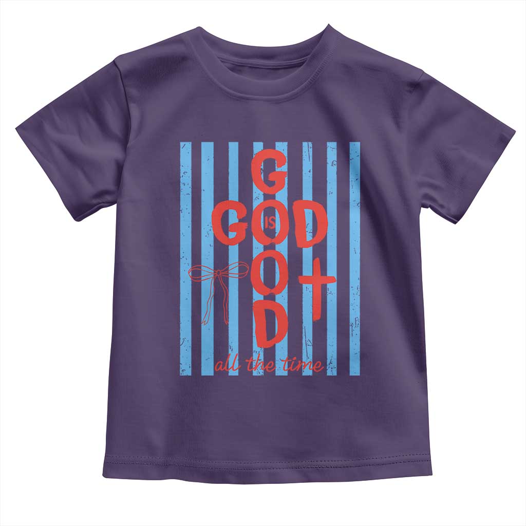 Christian Jesus Lovers Toddler T Shirt Striped Preppy God Is Good All The Time TS10 Purple Print Your Wear