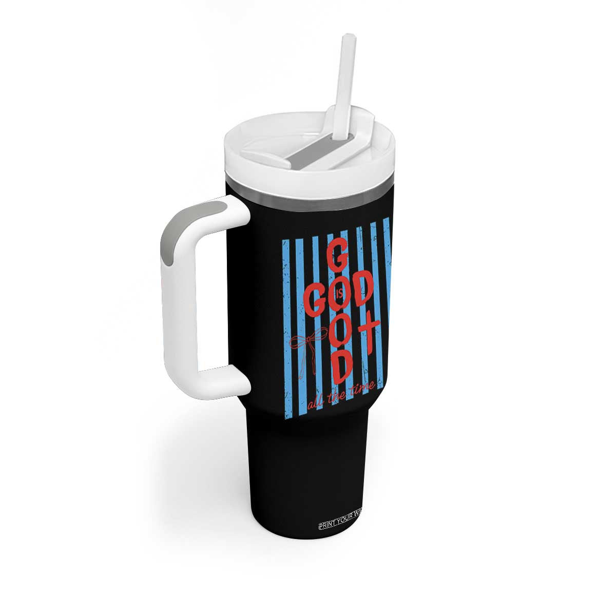 Christian Jesus Lovers Tumbler With Handle Striped Preppy God Is Good All The Time TS10 Print Your Wear