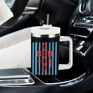Christian Jesus Lovers Tumbler With Handle Striped Preppy God Is Good All The Time TS10 Print Your Wear