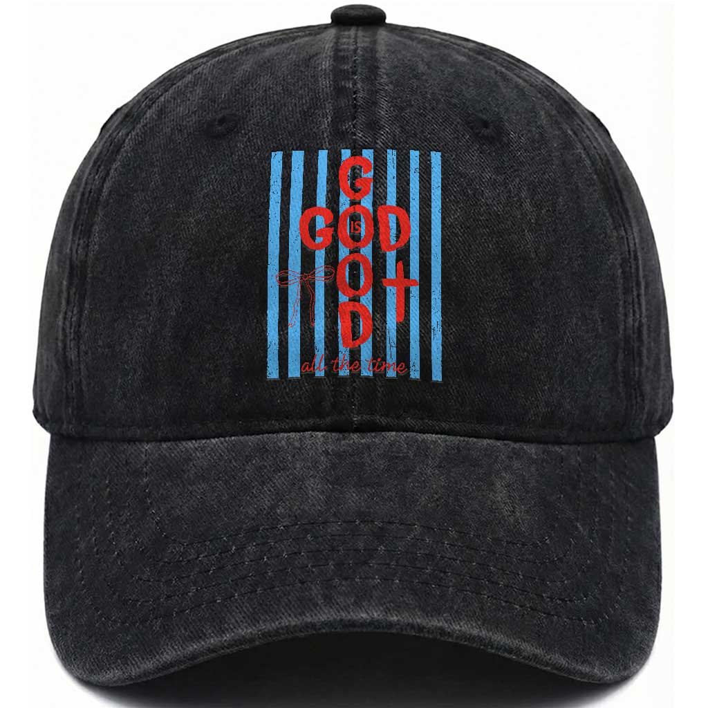 Christian Jesus Lovers Washed Cotton Baseball Cap Striped Preppy God Is Good All The Time TS10 Print Your Wear