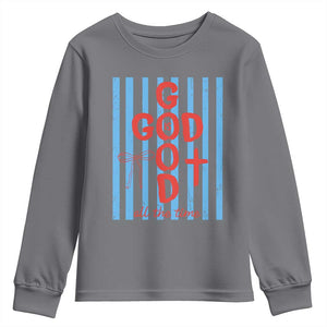 Christian Jesus Lovers Youth Sweatshirt Striped Preppy God Is Good All The Time TS10 Charcoal Print Your Wear