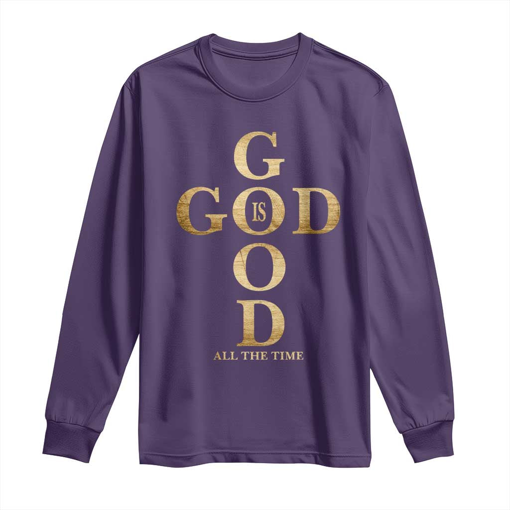 Christian Jesus Lovers Long Sleeve Shirt God Is Good All The Time Cross TS10 Purple Print Your Wear