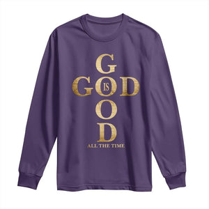 Christian Jesus Lovers Long Sleeve Shirt God Is Good All The Time Cross TS10 Purple Print Your Wear