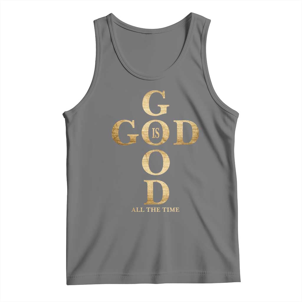 Christian Jesus Lovers Tank Top God Is Good All The Time Cross TS10 Black Heather Print Your Wear