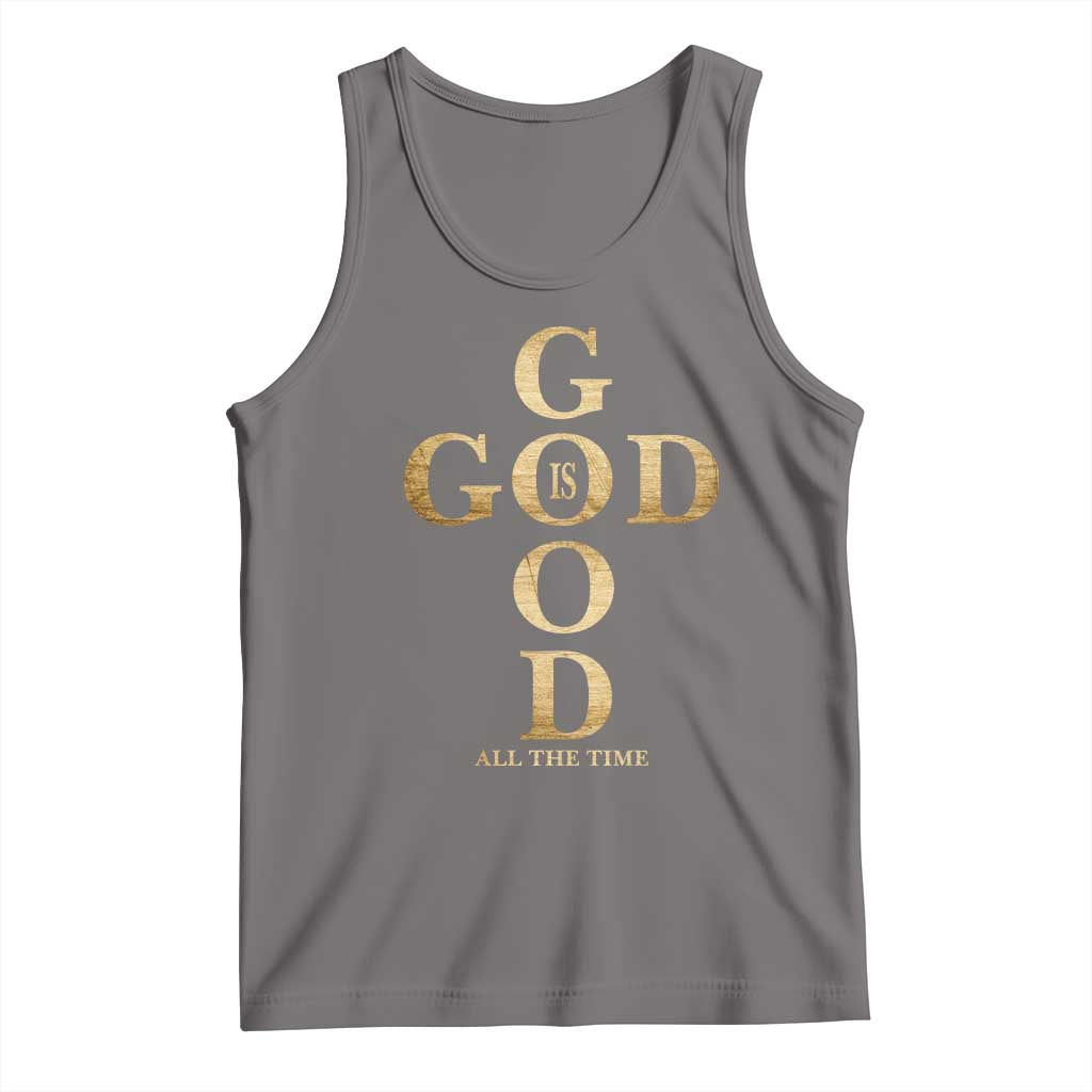 Christian Jesus Lovers Tank Top God Is Good All The Time Cross TS10 Deep Heather Print Your Wear