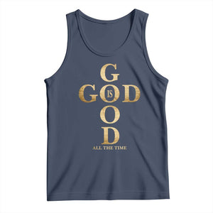 Christian Jesus Lovers Tank Top God Is Good All The Time Cross TS10 Navy Print Your Wear