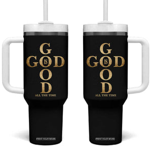 Christian Jesus Lovers Tumbler With Handle God Is Good All The Time Cross TS10 One Size: 40 oz Black Print Your Wear