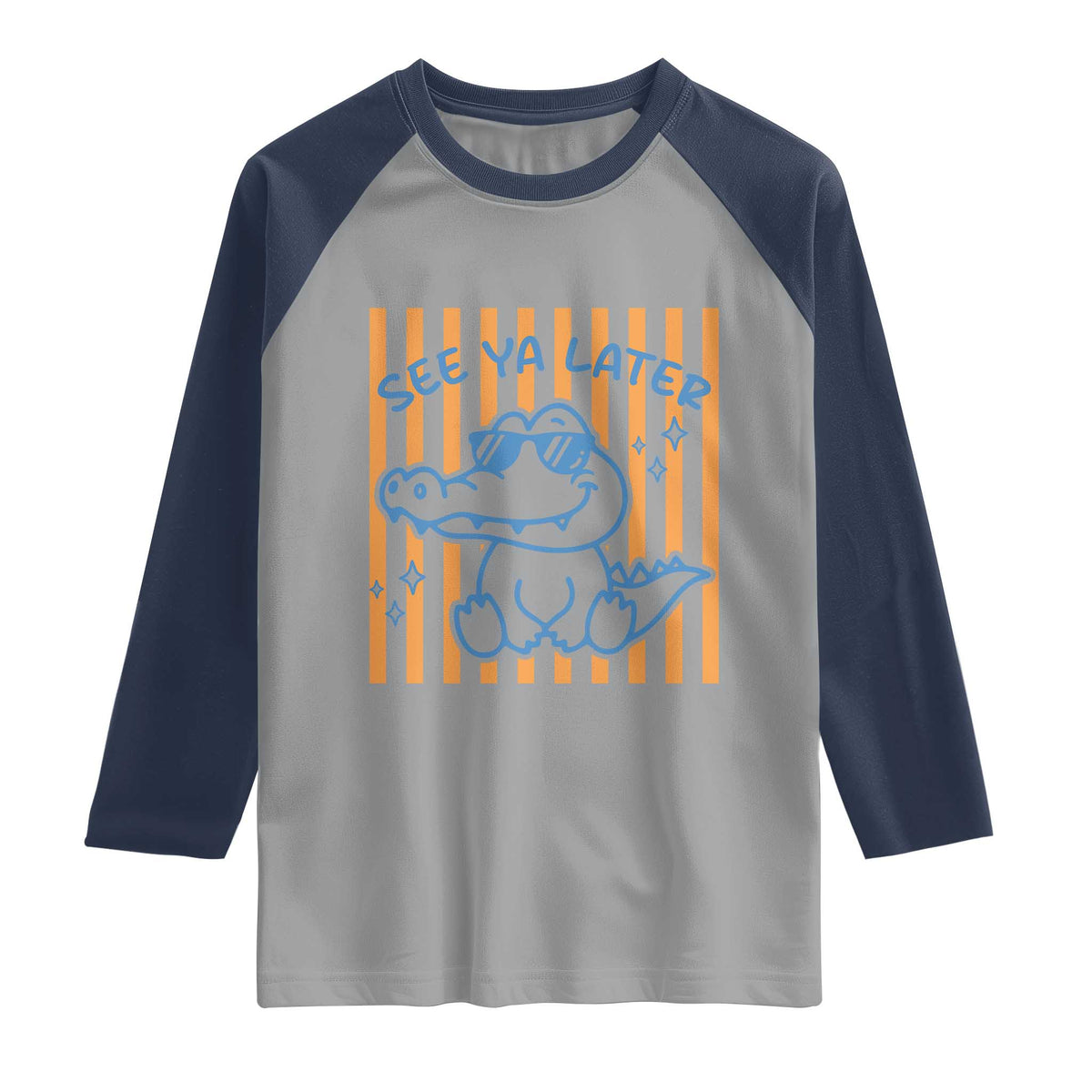 See You Later Alligator Raglan Shirt Funny Last Day End of Year Teacher Summer Gift TS10 Sport Gray Navy Print Your Wear