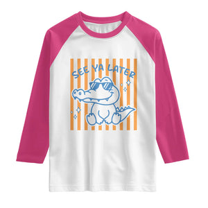 See You Later Alligator Raglan Shirt Funny Last Day End of Year Teacher Summer Gift TS10 White Heliconia Print Your Wear