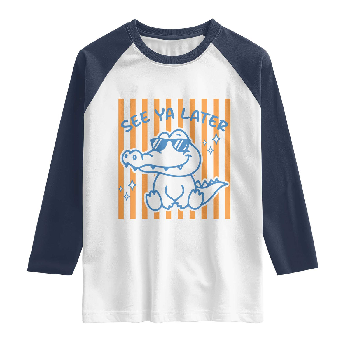 See You Later Alligator Raglan Shirt Funny Last Day End of Year Teacher Summer Gift TS10 White Navy Print Your Wear
