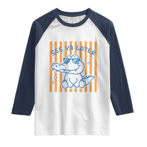 See You Later Alligator Raglan Shirt Funny Last Day End of Year Teacher Summer Gift TS10 White Navy Print Your Wear