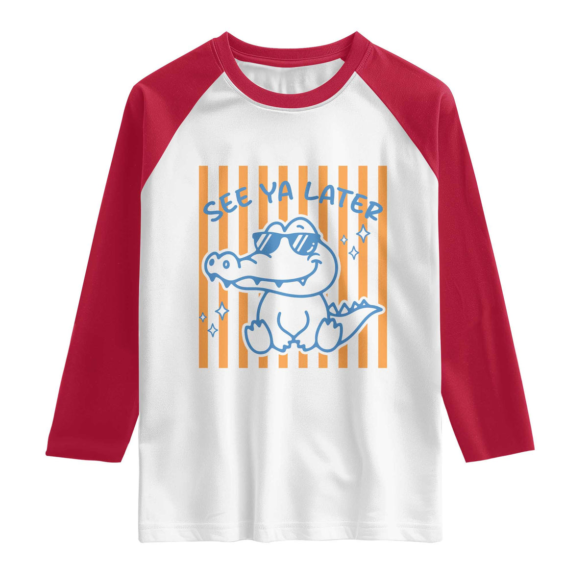 See You Later Alligator Raglan Shirt Funny Last Day End of Year Teacher Summer Gift TS10 White Red Print Your Wear