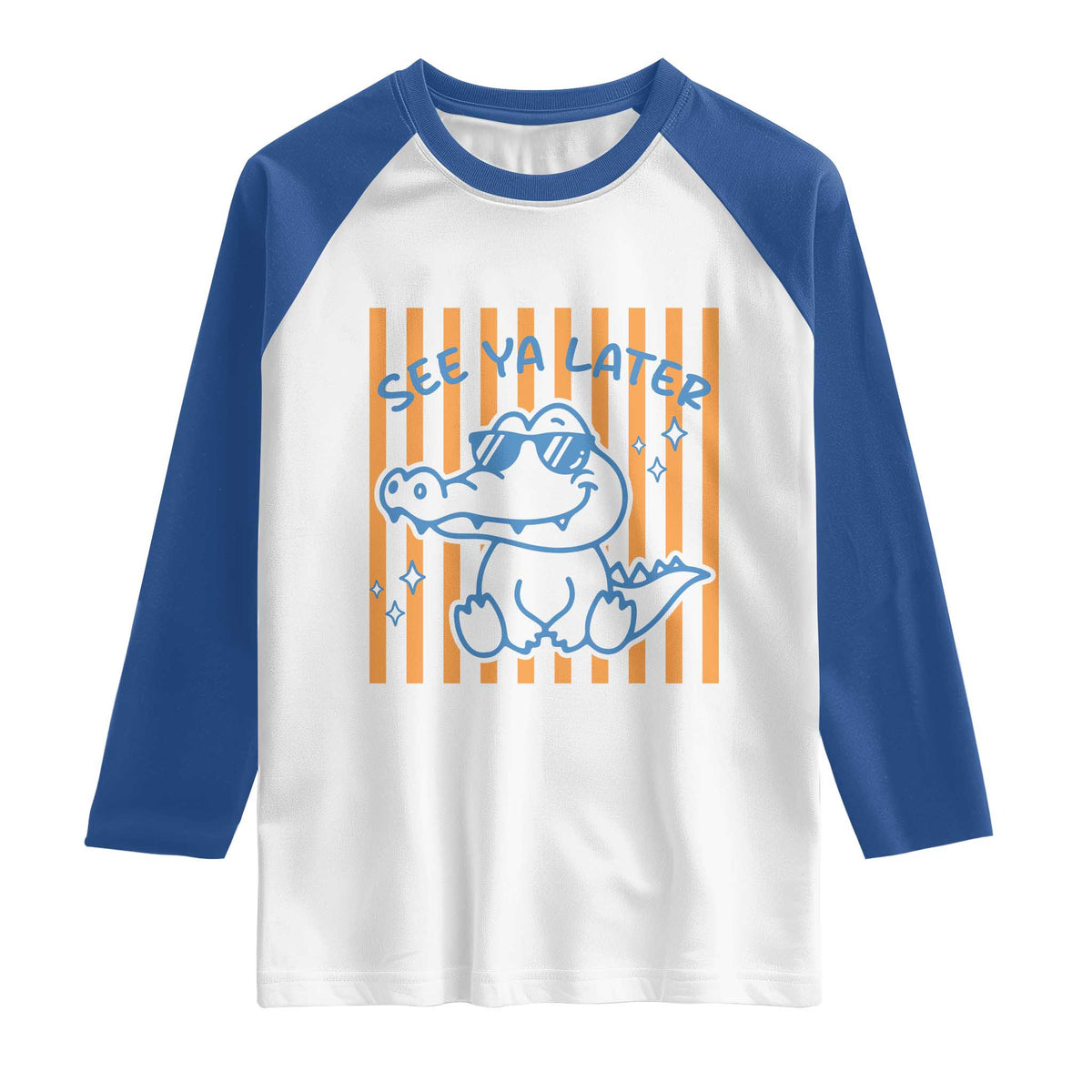 See You Later Alligator Raglan Shirt Funny Last Day End of Year Teacher Summer Gift TS10 White Royal Print Your Wear