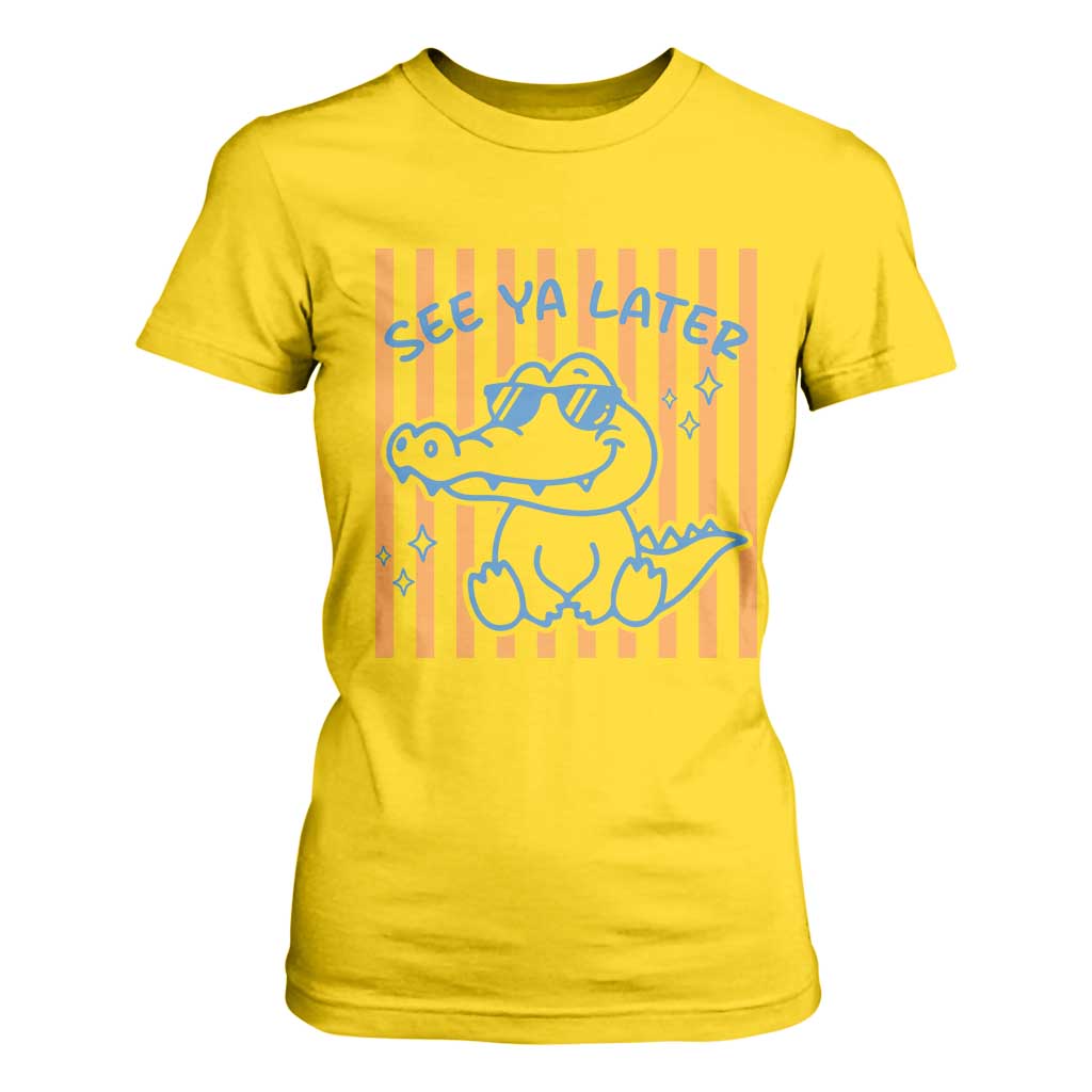 See You Later Alligator T Shirt For Women Funny Last Day End of Year Teacher Summer Gift TS10 Daisy Print Your Wear