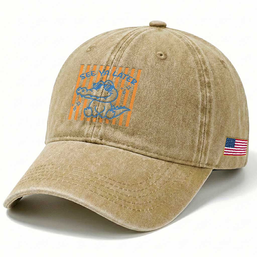 See You Later Alligator Washed Cotton Baseball Cap Funny Last Day End of Year Teacher Summer Gift TS10 Print Your Wear
