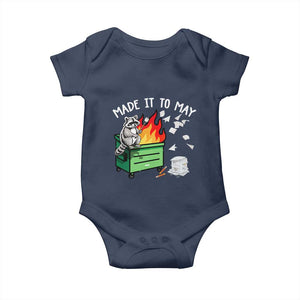 Last Day of School Baby Onesie Funny Raccoon Dumpster Fire Made It To May Teacher TS10 Navy Print Your Wear