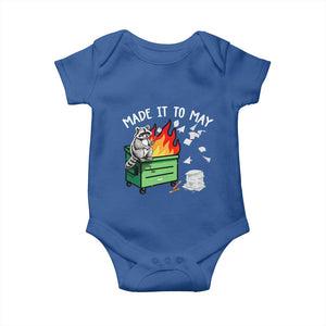 Last Day of School Baby Onesie Funny Raccoon Dumpster Fire Made It To May Teacher TS10 Royal Blue Print Your Wear