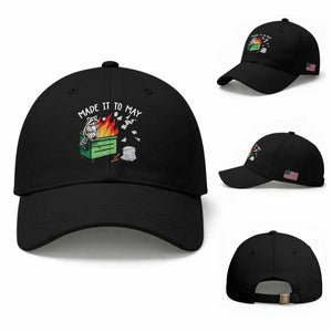 Last Day of School Baseball Cap Funny Raccoon Dumpster Fire Made It To May Teacher TS10 Baseball Cap Universal Fit Black Print Your Wear