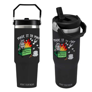 Last Day of School Flip Straw Tumbler Funny Raccoon Dumpster Fire Made It To May Teacher TS10 One Size: 30 oz Black Print Your Wear