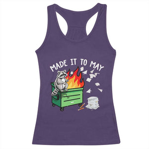 Last Day of School Racerback Tank Top Funny Raccoon Dumpster Fire Made It To May Teacher TS10 Purple Print Your Wear