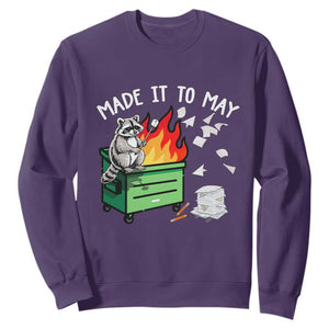 Last Day of School Sweatshirt Funny Raccoon Dumpster Fire Made It To May Teacher TS10 Purple Print Your Wear